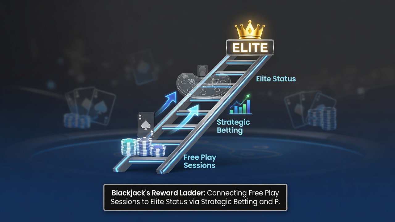 Mobile blackjack interface displaying loyalty points accumulation and VIP tier progression