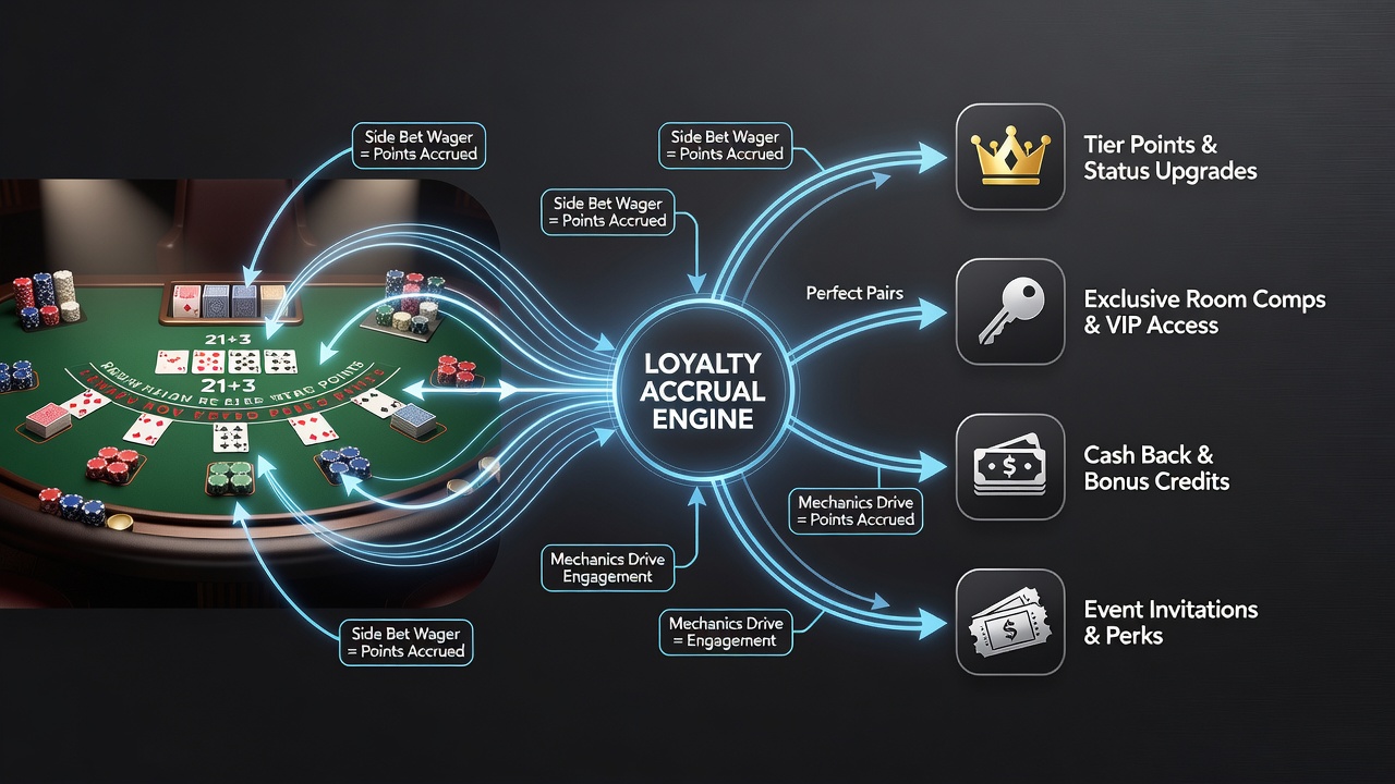 Casino loyalty program interface displaying point balances and tier levels next to game selection options