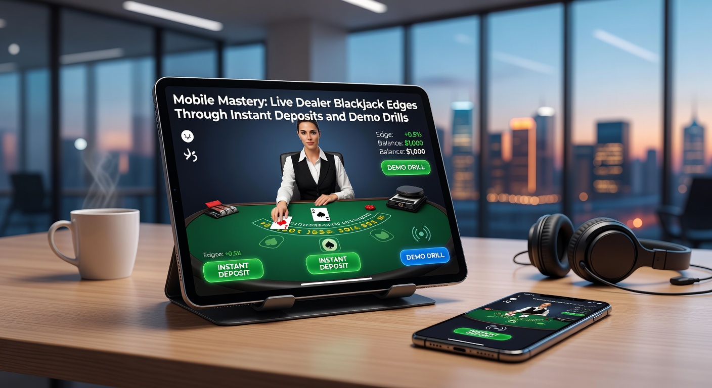Mobile screen split between demo blackjack practice mode and live dealer game with deposit confirmation popup