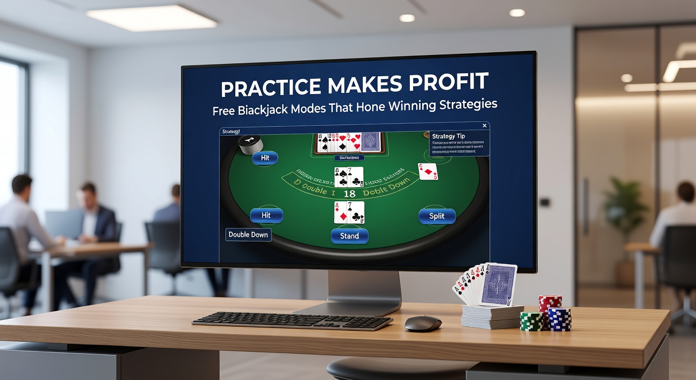 Close-up of a strategy chart overlaid on a free blackjack demo screen, showing optimal moves for various hand combinations against dealer cards